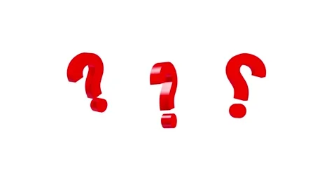 Three red question marks rotate, 3D render Stock Footage 335864836