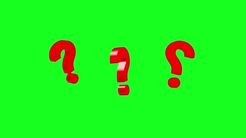 Three red question marks spinning on a green screen, 3D animation. 库存影片 334950797
