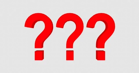 Three red question marks turn into three red exclamation marks. 4к Stock Footage 158071736