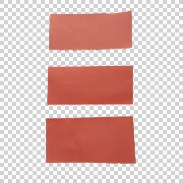 Three red rectangular paint brush strokes on a textured paper surface Stockfoto's