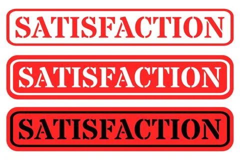 Three red rectangular stamps featuring the word satisfaction Stock Illustration