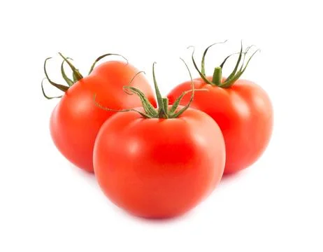 Three red ripe tomatoes Stock Photos