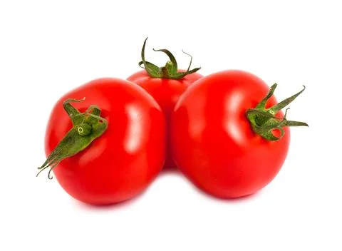 Three red ripe tomatoes Stock Photos
