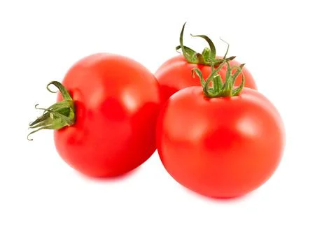 Three red ripe tomatoes Stock Photos