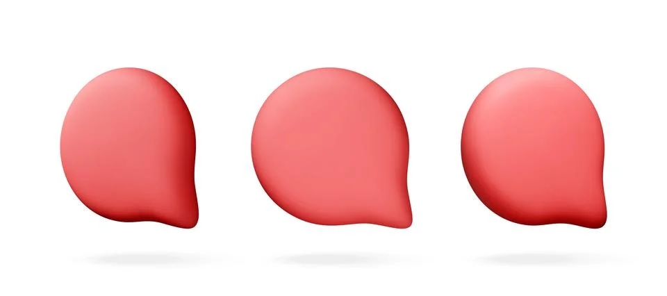 Three red speech bubbles in 3D style. Stock Illustration