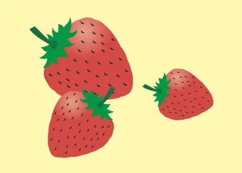 Three red strawberries Stock Illustration