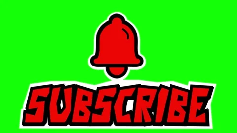 Three red subscribe text graphics with notification bell icons against solid Stock Footage 340941284