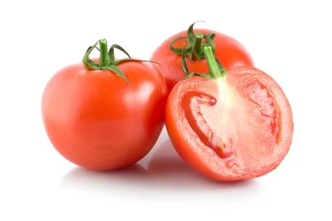 Three red tomatoes Stock Photos