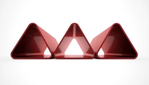 Three red triangle elements isolated on white background Stock Illustration