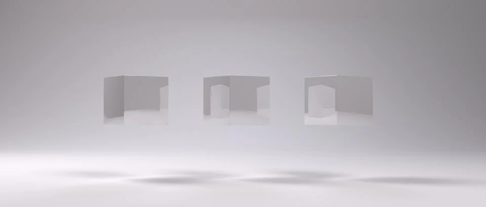 Three reflective metallic cubes Illustrazione stock