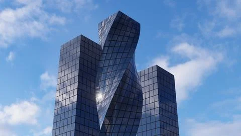 Three Reflective Skyscrapers Stock Illustration