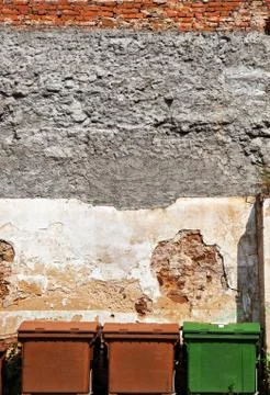 Three refuse bins Stock Photos