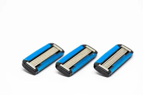 Three replacement blades for a razor Stock Photos