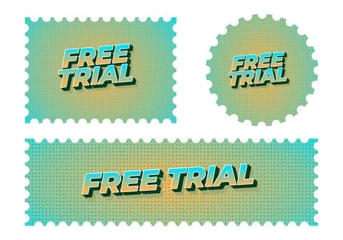 Three retro coupon or stamp style badges with perforated edges and halftone.. Stock Illustration
