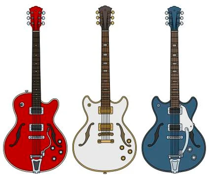 Three  retro electric guitars Stock Illustration