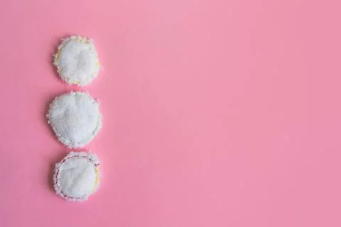 Three reusable cotton discs for face Stock Photos