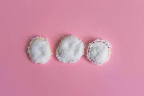 Three reusable cotton discs for face Stock Photos