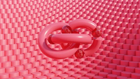 Three Rings with Balls, Connected Together in Monochrome Raspberry Color 動画素材 293475145