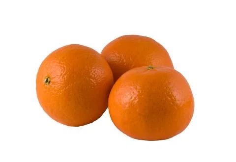 Three ripe oranges on a white background Stock Photos