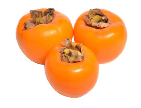 Three ripe persimmons  스톡 사진