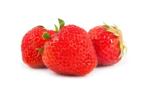 Three ripe strawberry Stock Photos