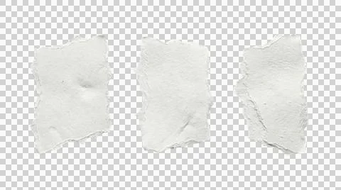 Three ripped pieces of white paper with rough, uneven edges arranged agains.. Stock Illustration