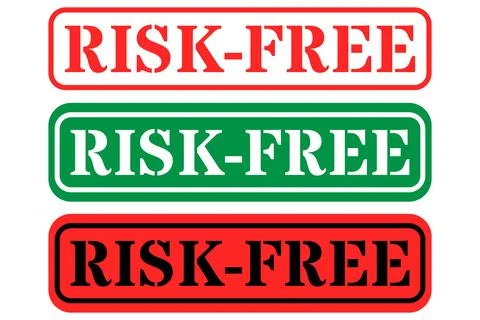 Three risk free labels in red and green color variations Stock Illustration
