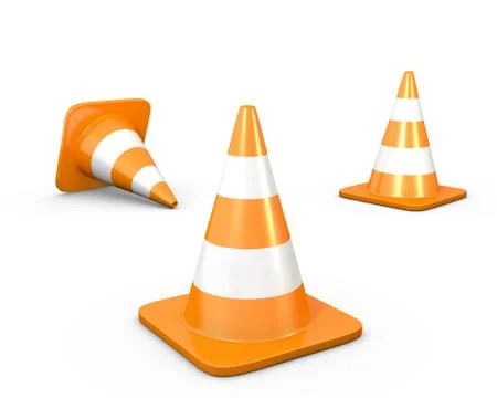 Three road cones Stock Illustration