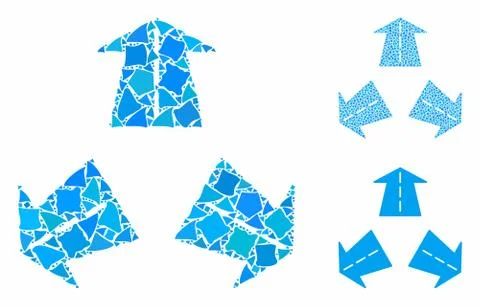 Three road directions Composition Icon of Tremulant Parts 스톡 일러스트