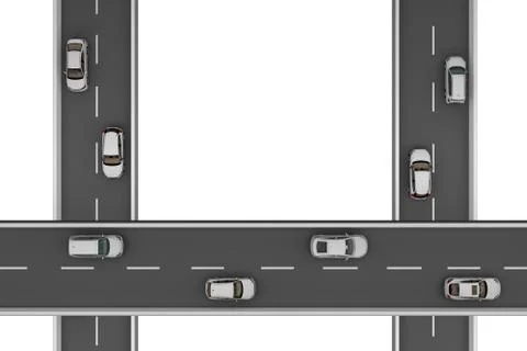 Three roads at right angles at different heights Illustrazione stock