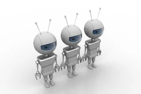 Three robots Free Stock Illustration