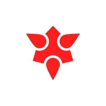 Three rockets logo or small rockets three direction flying, red starship patt Stock Illustration