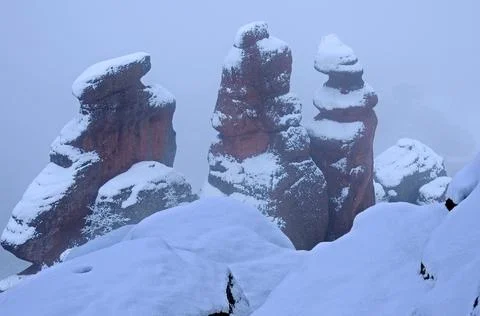 Three rocks in winter Stock Photos