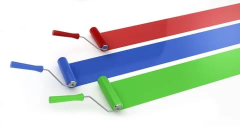Three rollers painting lines Stock Illustration