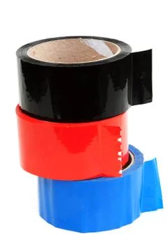 Three rolls of color tape Stock Photos