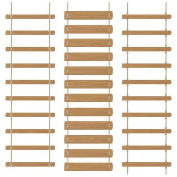 Three rope ladders isolated on a white background. Color Vector illustration. Stock Illustration