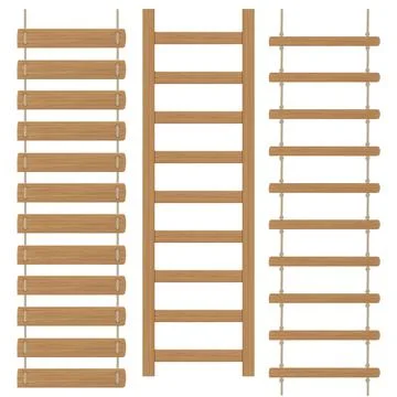 Three rope ladders isolated on a white background. Color Vector illustration. Stock Illustration