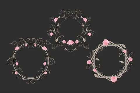 Three roses frames icons Stockillustratie