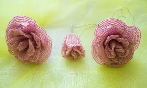 Three roses made from beads Stock Photos