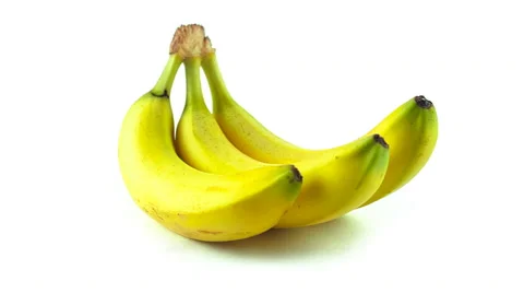 Three rotating banana on white background Stock Footage