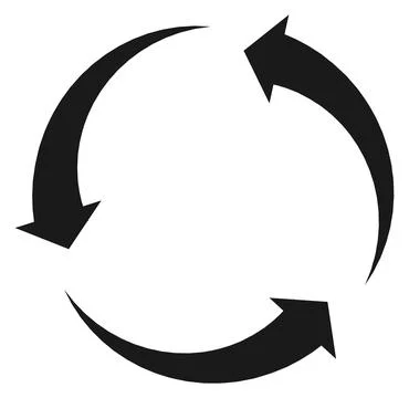 Three round arrows icon. Recycle black sign 스톡 일러스트