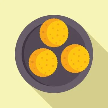 Three round crackers are sitting on a dark round plate Illustrazione stock