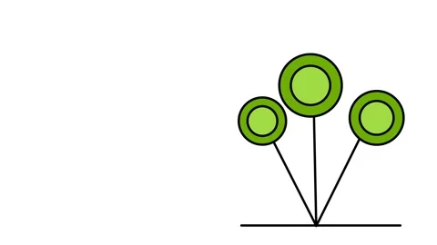 Three Round Green Trees Vector Design Stock Footage 346804040