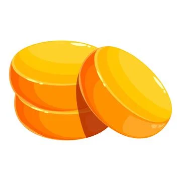 Three round pieces of cheese forming a stack on white background Ilustración de archivo