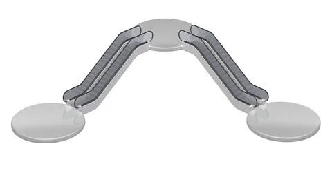 Three round podiums with escalators at different levels Stock Illustration