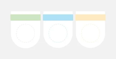 Three rounded badge shapes empty infographic template Stock Illustration
