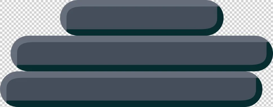 Three rounded bars are floating on transparent background in 3D render, showing Illustrazione stock