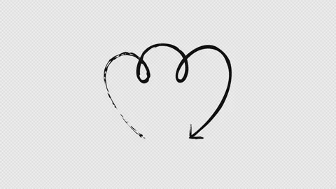 Three rounded loops arrow downward-pointing grunge doodle animation Stock Footage 329751542