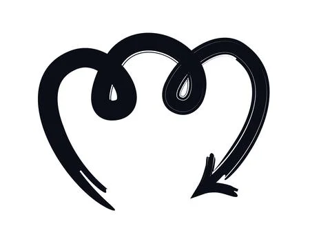 Three rounded loops arrow downward-point bold thick stroke graphic element Stock Illustration