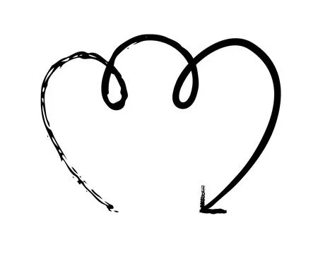 Three rounded loops arrow downward-pointing grunge doodle design element Stock Illustration